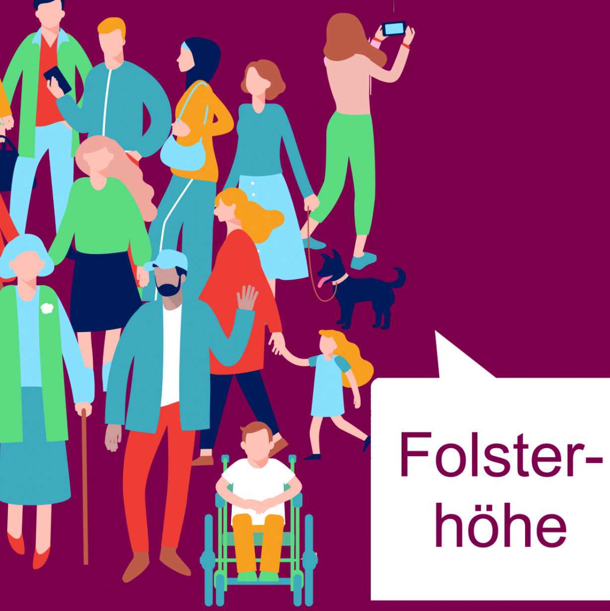 Eine Gruppe Menschen mit einer Sprechblase 