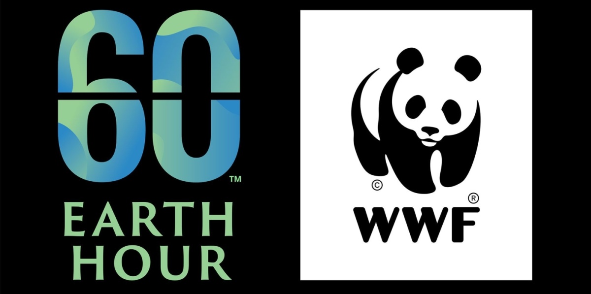 Das Bild zeigt das Logo der Earth Hour und  das Logo des WWF